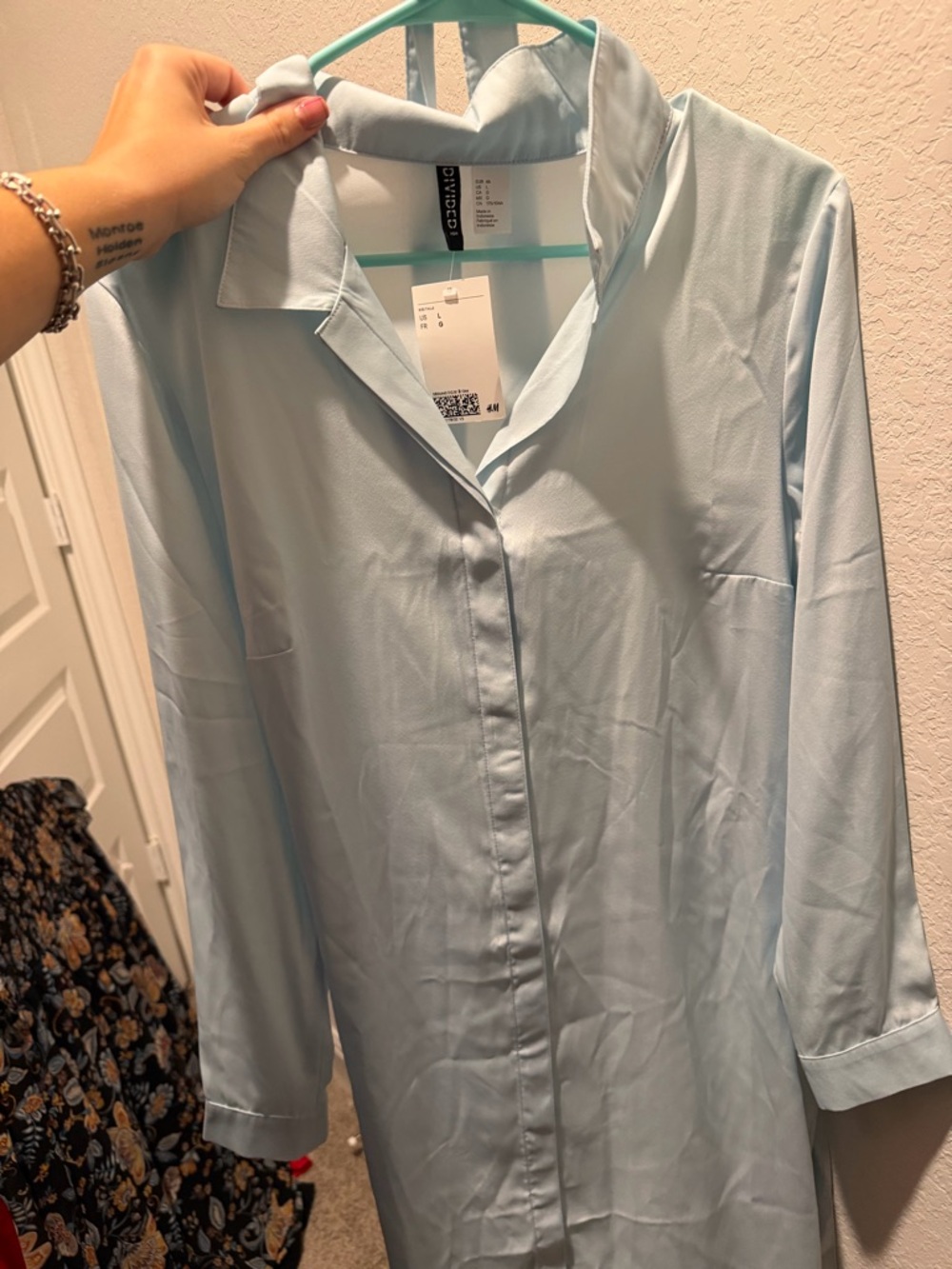 H&M Light Blue Collared Shirt Dress